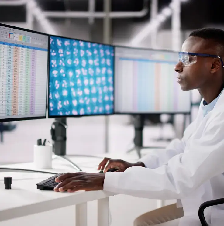 African American Analyzing Spreadsheet Data At Work